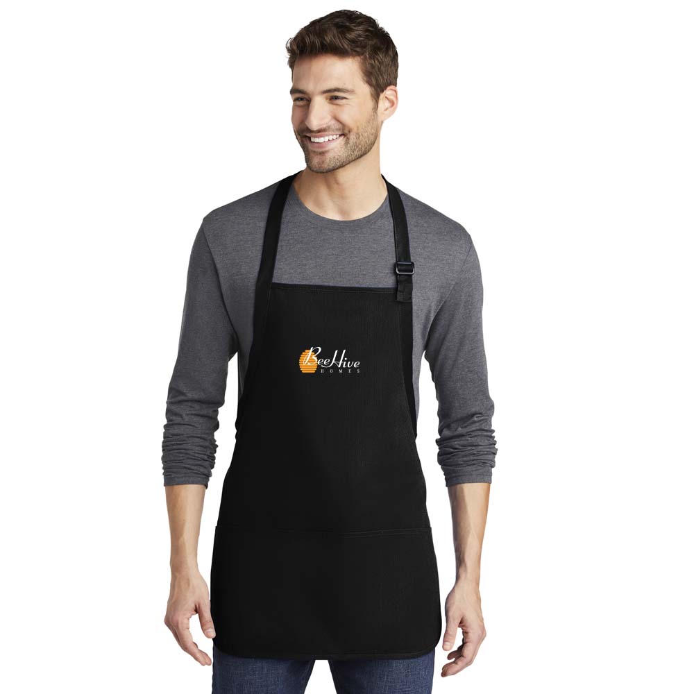 Medium-Length Apron with Pouch Pockets